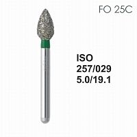 Бор алмазный MANI FO-25C по ISO 257, почка,029х5,0х19,1мм,макс.скорость 160 тыс.об,зерн.C,5шт