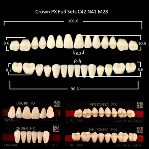 Зубы PX CROWN / EFUCERA, цвет C1, фасон C42/N41/28, полный гарнитур, 28шт. от Дентал-Ист