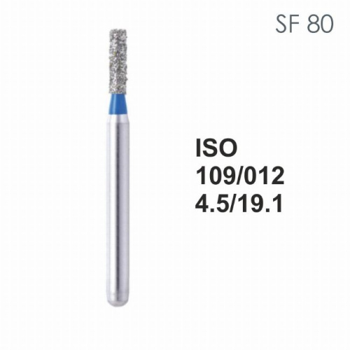 Бор алмазный MANI SF-80 по ISO 109, цилиндр,012х4,5х19,1мм,макс.скорость 300 тыс.об,зерн.S,5шт