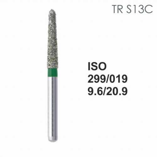 Бор алмазный MANI TR-S13C по ISO 299, торпеда,019х9,6х20,9мм,макс.скорость 450 тыс.об,зерн.C,5шт