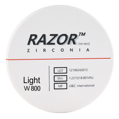 Диск циркониевый Razor 800, однослойный, размер 98х18мм, оттенок Light, UNC Inc (Корея)