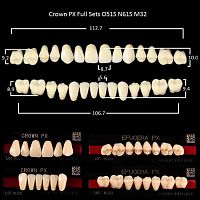 Зубы PX CROWN / EFUCERA, цвет A3, фасон O51S/N61S/32, полный гарнитур, 28шт.