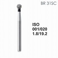 Бор алмазный MANI BR-31SC по ISO 001, шарооб.,020х1,8х19,2мм,макс.скорость 450 тыс.об,зерн.SC,5шт