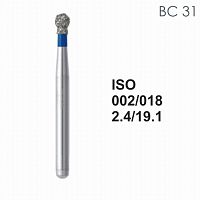 Бор алмазный MANI BC-31 по ISO 002,шар. с ворот.,018х2,4х19,1мм,макс.скорость 450 тыс.об,зерн.S,5шт