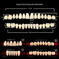 Зубы PX CROWN / EFUCERA, цвет W05, фасон C61/N61S/34, полный гарнитур, 28шт. от Дентал-Ист