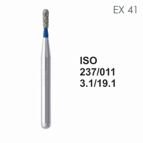 Бор алмазный MANI EX-41 по ISO 237, груша,011х3,1х19,1мм,макс.скорость 300 тыс.об,зерн.S,5шт