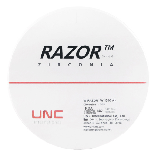 Диск циркониевый Razor 1300, размер 98х30мм, оттенок A3, однослойный