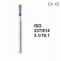 Бор алмазный MANI EX-43 по ISO 237, груша,014х3,1х19,1мм,макс.скорость 450 тыс.об,зерн.S,5шт