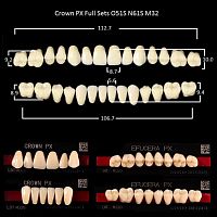 Зубы PX CROWN / EFUCERA, цвет W05, фасон O51S/N61S/32, полный гарнитур, 28шт. от Дентал-Ист