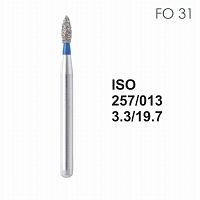 Бор алмазный MANI FO-31 по ISO 257, почка,013х3,3х19,7мм,макс.скорость 300 тыс.об,зерн.S,5шт