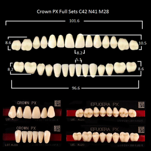Зубы PX CROWN / EFUCERA, цвет B3, фасон C42/N41/28, полный гарнитур, 28шт. от Дентал-Ист