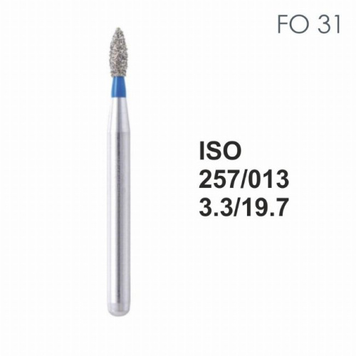 Бор алмазный MANI FO-31 по ISO 257, почка,013х3,3х19,7мм,макс.скорость 300 тыс.об,зерн.S,5шт