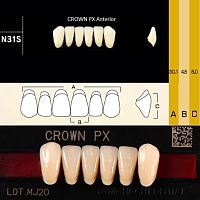 Зубы CROWN PX Anterior, цвет A3 фасон N31S композитные трёхслойные, 6шт.