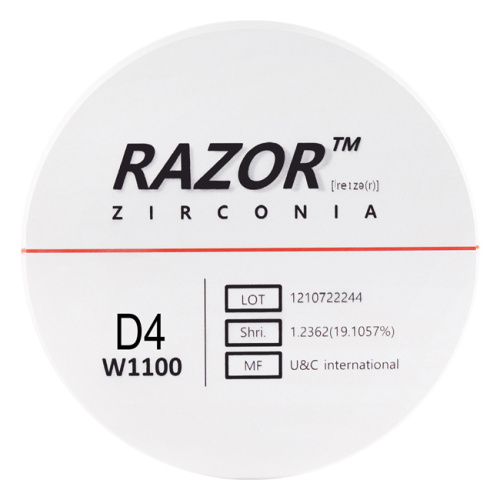 Диск циркониевый Razor 1100, размер 95х25мм, оттенок D4, однослойный