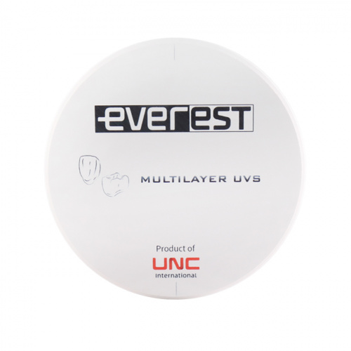 Диск циркониевый Everest Multilayer UVS, размер 95х18мм, оттенок B2, многослойный, для ускоренной синтеризации за 40 минут от Дентал-Ист