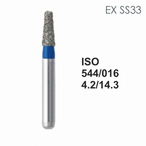 Бор алмазный MANI EX-SS33 по ISO 544, конус,016х4,2х14,3мм,макс.скорость 450 тыс.об,зерн.S,5шт