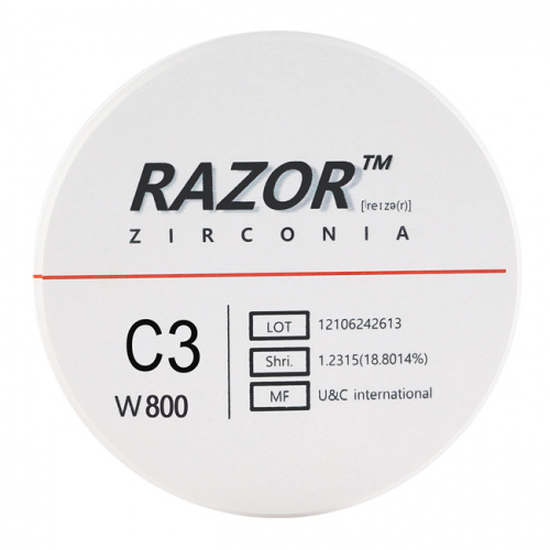 Диск циркониевый Razor 800, однослойный, размер 98х16мм, оттенок C3, UNC Inc (Корея) от Дентал-Ист