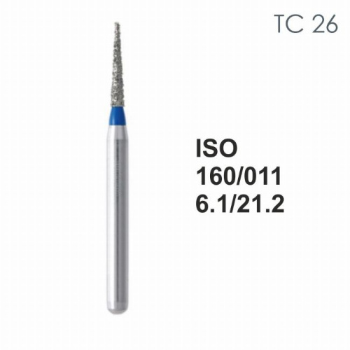 Бор алмазный MANI TC-26 по ISO 160, конус,011х6,1х21,2мм,макс.скорость 300 тыс.об,зерн.S,5шт