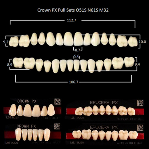 Зубы PX CROWN / EFUCERA, цвет A3,5, фасон O51S/N61S/32, полный гарнитур, 28шт. от Дентал-Ист