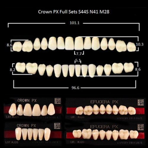 Зубы PX CROWN / EFUCERA, цвет A4, фасон S44S/N41/28, полный гарнитур, 28шт. от Дентал-Ист