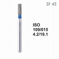 Бор алмазный MANI SF-43 по ISO 109, цилиндр,015х4,2х19,1мм,макс.скорость 450 тыс.об,зерн.S,5шт
