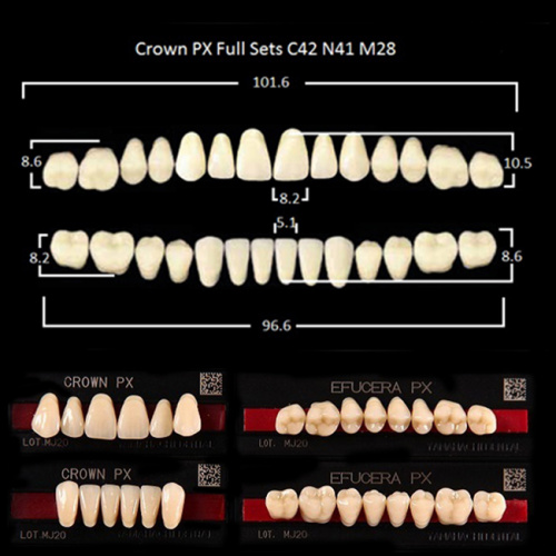Зубы PX CROWN / EFUCERA, цвет B4, фасон C42/N41/28, полный гарнитур, 28шт. от Дентал-Ист