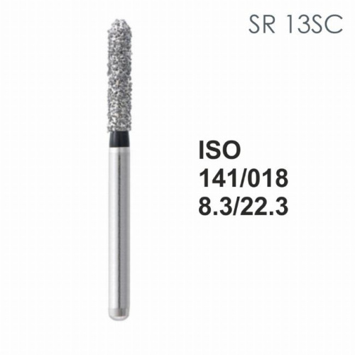 Бор алмазный MANI SR-13SC по ISO 141, цилиндр,018х8,3х22,3мм,макс.скорость 450 тыс.об,зерн.SC,5шт