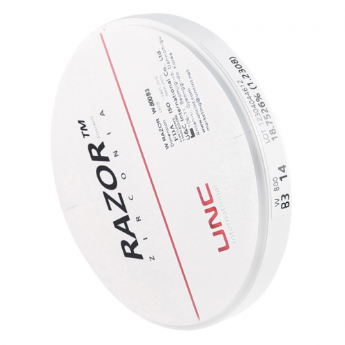 Диск циркониевый Razor 800, однослойный, размер 98х14мм, оттенок B3, UNC Inc (Корея) от Дентал-Ист фото 6