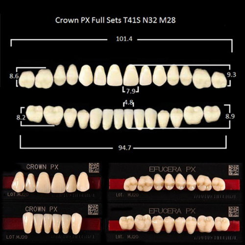 Зубы PX CROWN / EFUCERA, цвет A1, фасон T41S/N42/28, полный гарнитур, 28шт. от Дентал-Ист