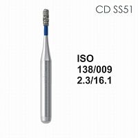 Бор алмазный MANI CD-SS51 по ISO 138, цилиндр.,009х2,3х16,1мм,макс.скорость 300 тыс.об,зерн.S,5шт