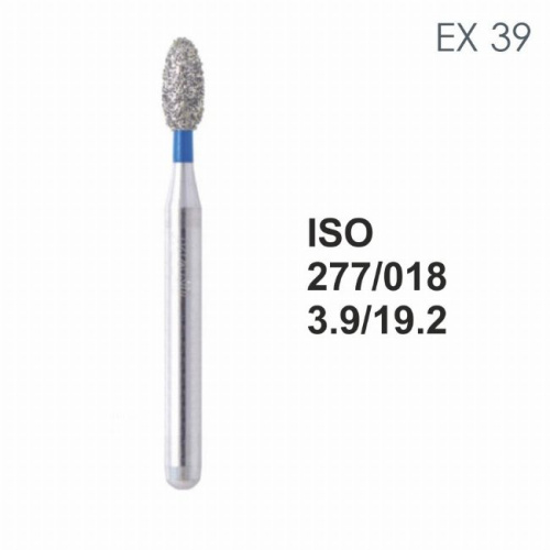 Бор алмазный MANI EX-39 по ISO 277, яйцо,018х3,9х19,2мм,макс.скорость 300 тыс.об,зерн.S,5шт