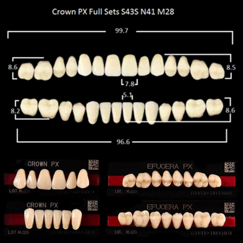Зубы PX CROWN / EFUCERA, цвет B1, фасон S43S/N41/28, полный гарнитур, 28шт. от Дентал-Ист