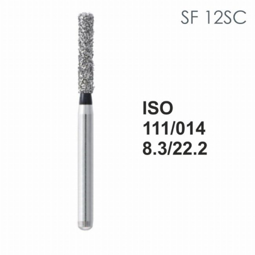 Бор алмазный MANI SF-12SC по ISO 111, цилиндр,014х8,3х22,2мм,макс.скорость 450 тыс.об,зерн.SC,5шт