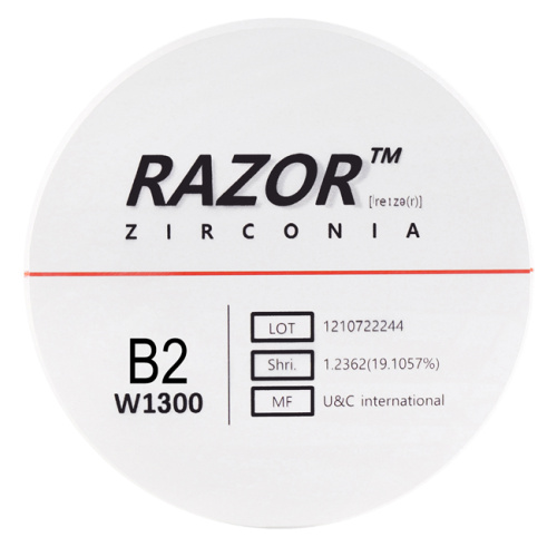 Диск циркониевый Razor 1300, размер 98х25мм, оттенок B2, однослойный