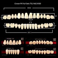 Зубы PX CROWN / EFUCERA, цвет D2, фасон T51/N42/30, полный гарнитур, 28шт. от Дентал-Ист