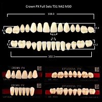 Зубы PX CROWN / EFUCERA, цвет B1, фасон T51/N42/30, полный гарнитур, 28шт.