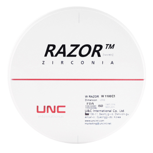 Диск циркониевый Razor 1100, размер 98х14мм, оттенок C1, однослойный