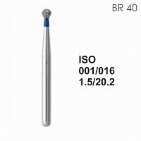 Бор алмазный MANI BR-40 по ISO 001, шарооб., 016х1,5х20,2 мм, макс.скорость 450 тыс.об, зерн.S, 5 шт