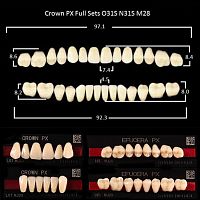 Зубы PX CROWN / EFUCERA, цвет A1, фасон O31S/N31S/28, полный гарнитур, 28шт.