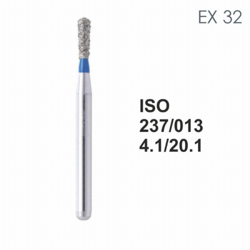 Бор алмазный MANI EX-32 по ISO 237, груша,013х4,1х20,1мм,макс.скорость 300 тыс.об,зерн.S,5шт