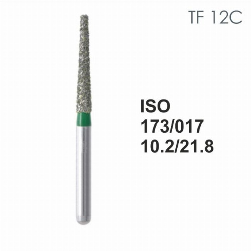 Бор алмазный MANI TF-12C по ISO 173, конус,017х10,2х21,8мм,макс.скорость 300 тыс.об,зерн.C,5шт