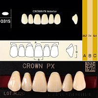 Зубы CROWN PX Anterior, цвет C2, фасон O31S композитные трехслойные, 6 шт.
