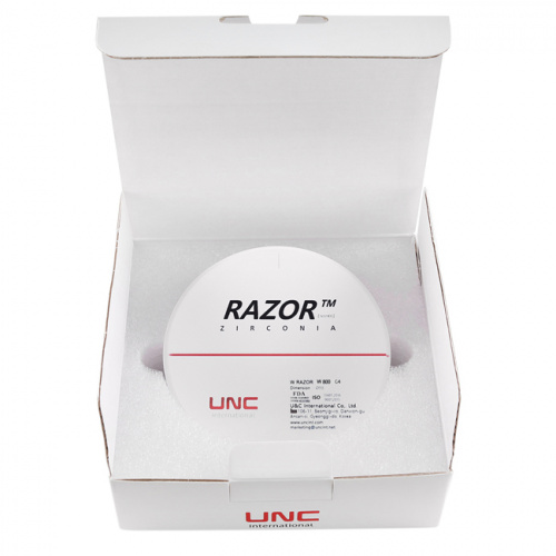 Диск циркониевый Razor 800, однослойный, размер 98х14мм, оттенок C4, UNC Inc (Корея) от Дентал-Ист фото 8