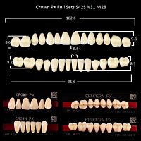 Зубы PX CROWN / EFUCERA, цвет D2, фасон S42S/N31/28, полный гарнитур, 28шт. от Дентал-Ист