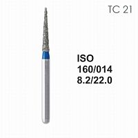 Бор алмазный MANI TC-21 по ISO 160, конус, 014х8,2х22,0 мм, макс.скорость 300 тыс.об, зерн.S, 5 шт