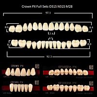 Зубы PX CROWN / EFUCERA, цвет W05, фасон O31S/N31S/28, полный гарнитур, 28шт.