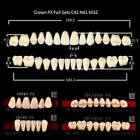 Зубы PX CROWN / EFUCERA, цвет D4, фасон C41/N41/32, полный гарнитур, 28шт.