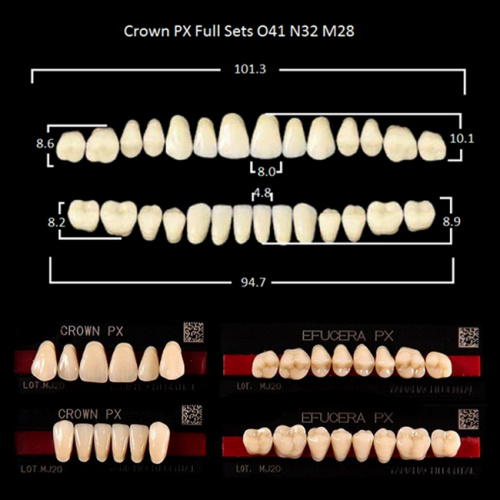 Зубы PX CROWN / EFUCERA, цвет D2, фасон O41/N32/28, полный гарнитур, 28шт. от Дентал-Ист