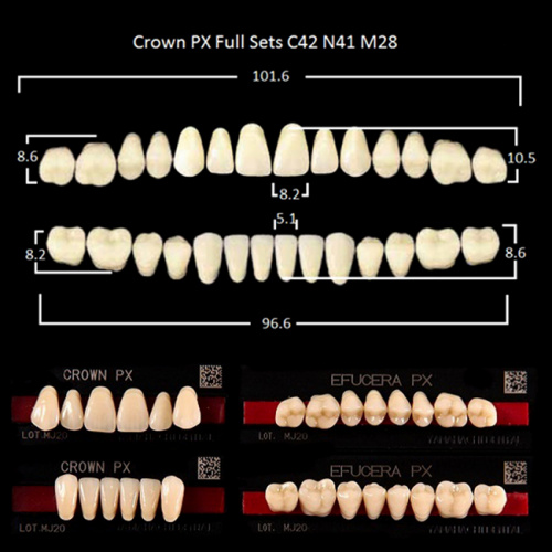 Зубы PX CROWN / EFUCERA, цвет D3, фасон C42/N41/28, полный гарнитур, 28шт. от Дентал-Ист