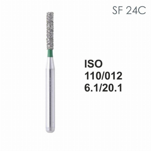 Бор алмазный MANI SF-24C по ISO 110, цилиндр,012х6,1х20,1мм,макс.скорость 300 тыс.об,зерн.C,5шт